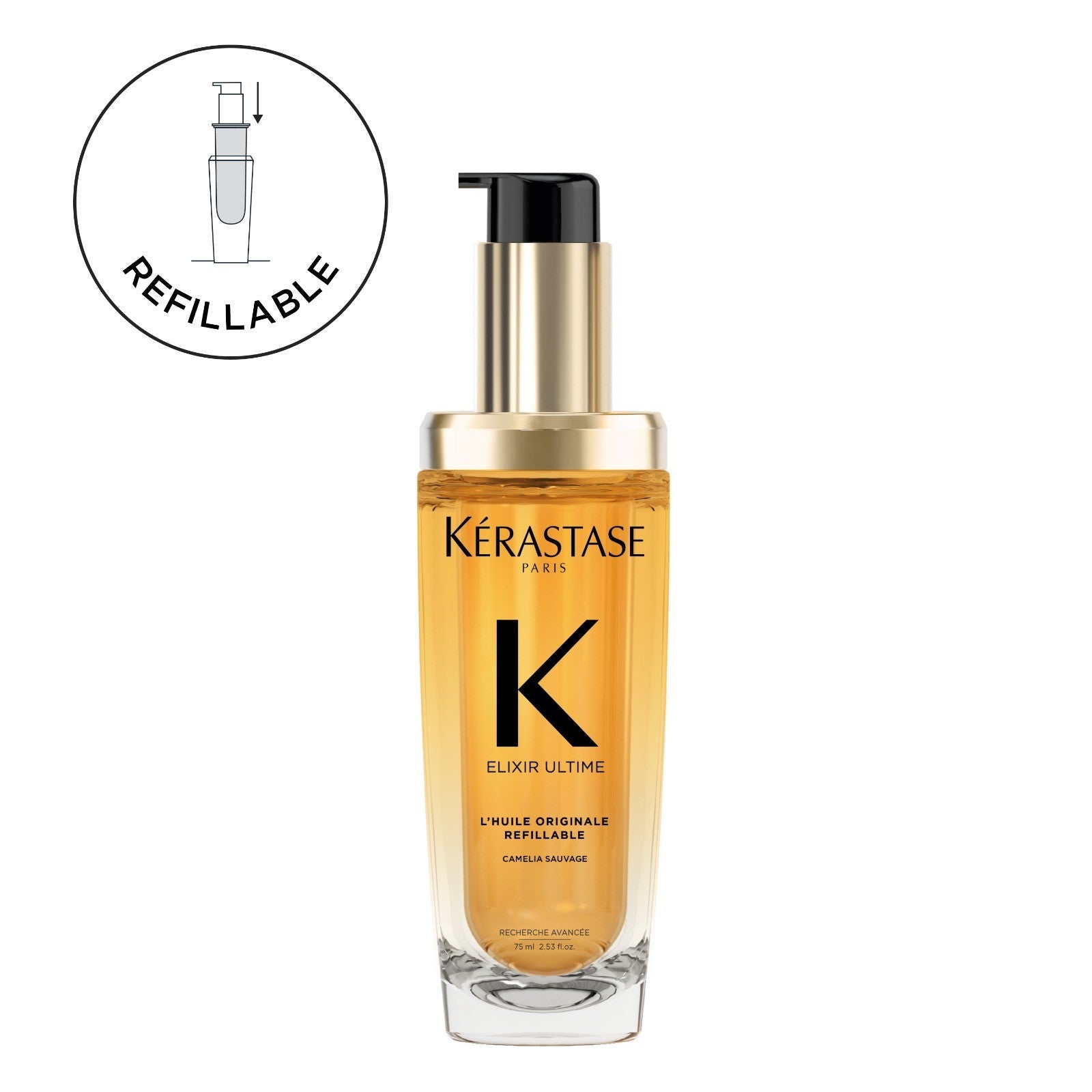 L'HUILE ORIGINALE ELIXIR UTLIME 75 ML <br> שמן עיצוב לכל סוגי השיער